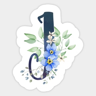 Floral Monogram I Wild Blue Flowers Sticker